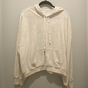 Cut & Paste Long Sleeve Velour Cream Hoodie Ivory Women's Size XL EUC Casual